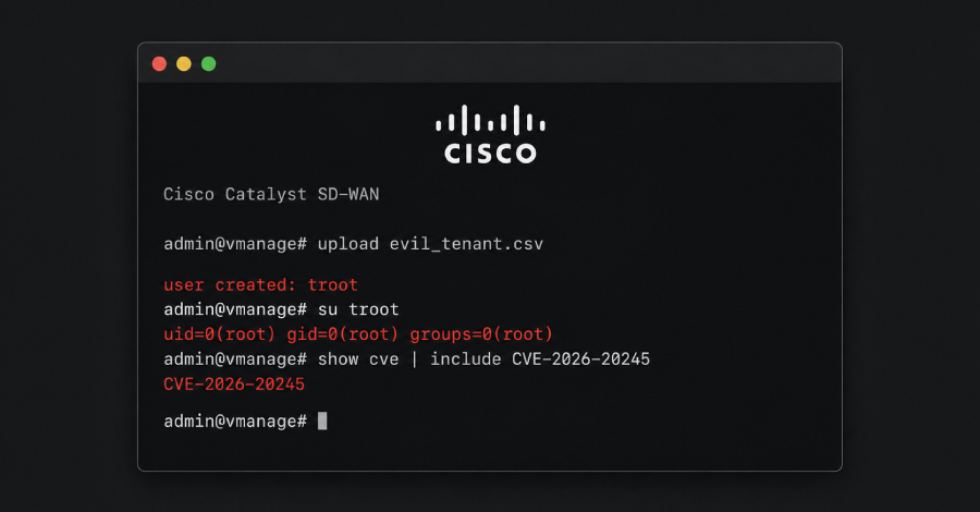 Minh họa Cisco Catalyst SD-WAN CVE-2026-20245