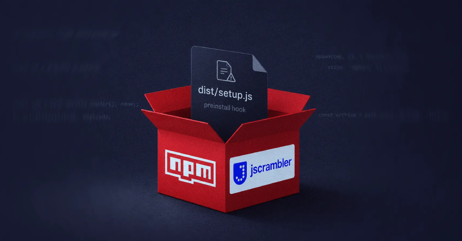 Ảnh minh họa gói npm Jscrambler từ The Hacker News