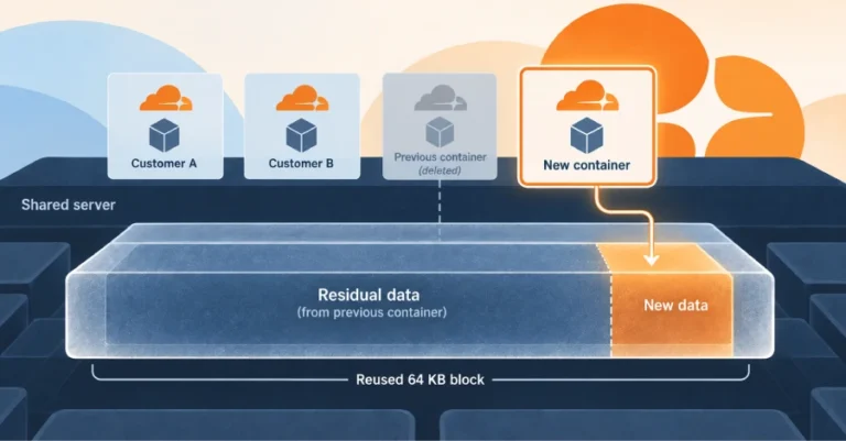Data left in the storage block is reused between containers