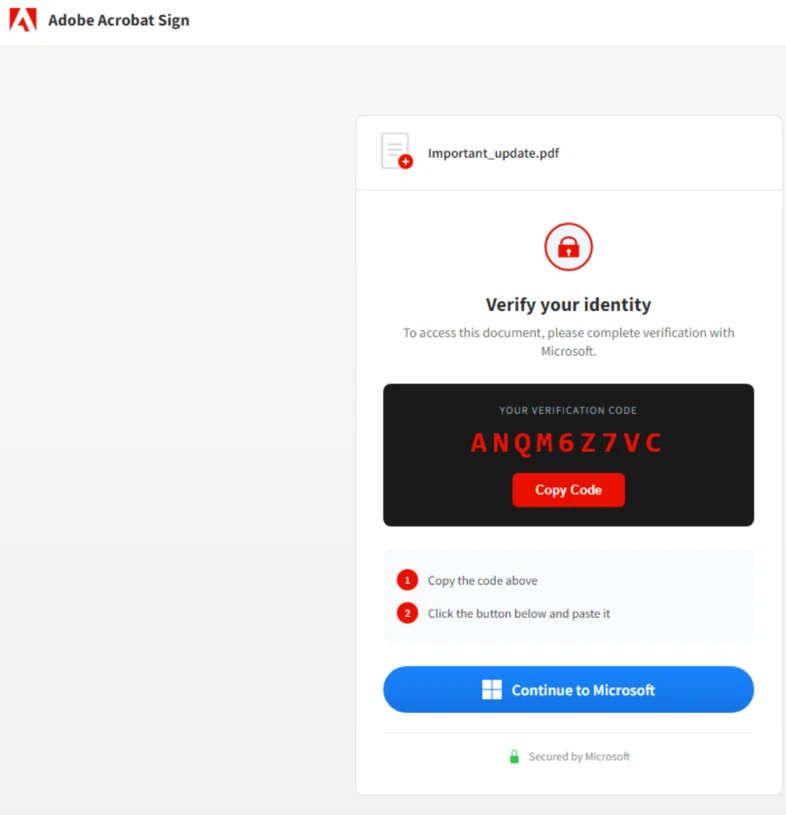 Mã đăng nhập thiết bị do EvilTokens tạo
